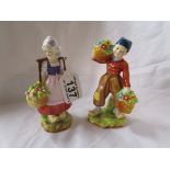 Pair of rare Royal Worcester figures - Dutch Boy & Girl modelled by F Gertner
