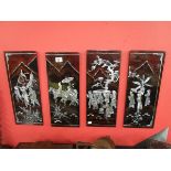 Set of four Oriental mother-of-pearl inlaid plaques