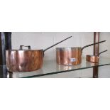 3 old copper saucepans