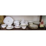 Shelf of china to include Royal Worcester, Royal Albert & a Royal Doulton figurine