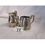 Small silver sugar and milk jug