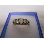 Gold aquamarine & opal ring