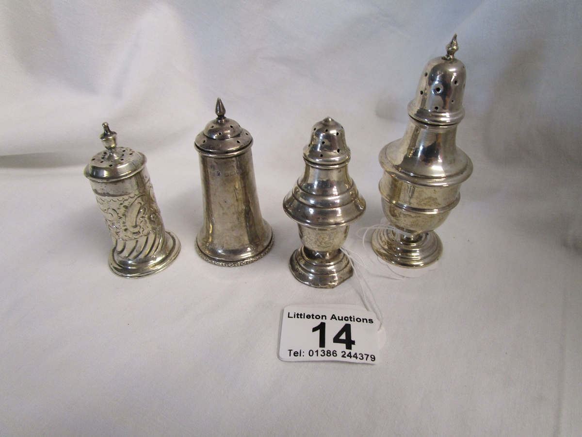 4 silver powder shakers / salts