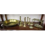 Shelf of brassware