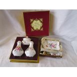 Royal Crown Derby cruet set and pin tray