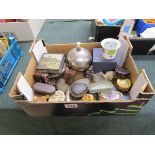 Box of vintage jewellery boxes, Royal Worcester and other collectables