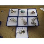 Box of silver stone set rings etc