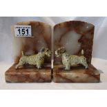 Pair of Art Deco marble & dog figure book ends