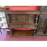 Early oak carved and inlaid food cupboard