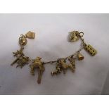 Gold charm bracelet & charms - Approx 22g