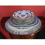 Collection of blue and white plates