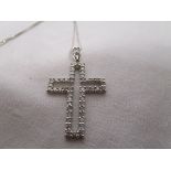 18ct white gold diamond set cross on chain