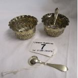 Pair of silver salts with spoons