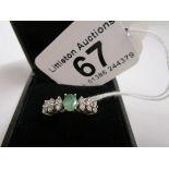 18ct white gold diamond and emerald set ring