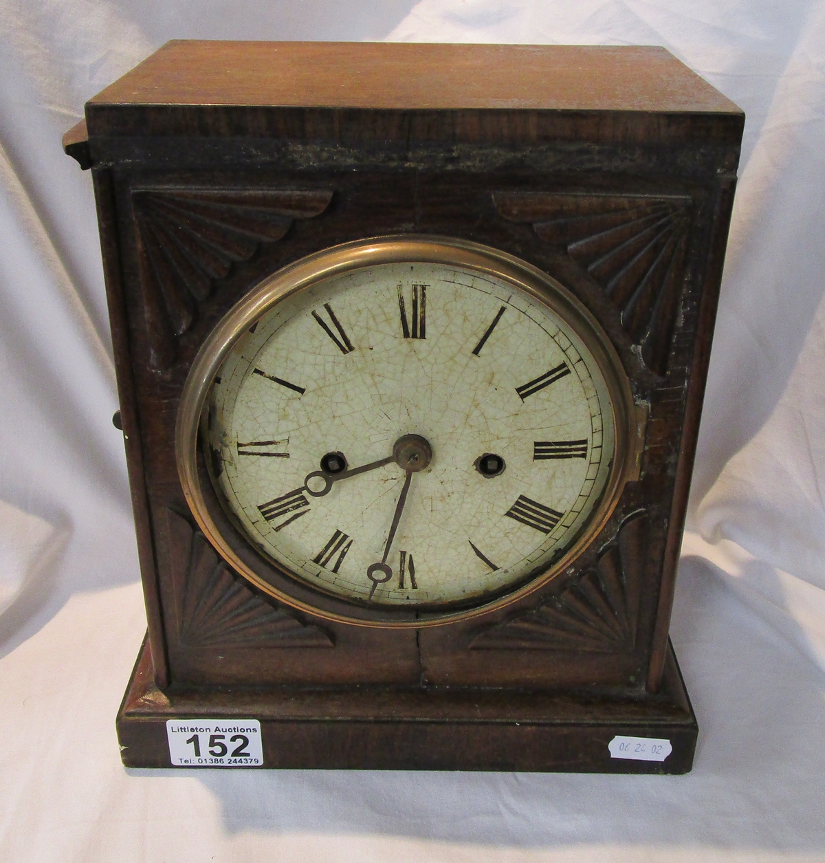 Antique walnut mantle clock A/F