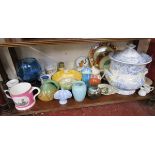 Shelf of assorted china