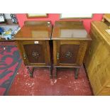 Pair of oak and barley-twist pot cupboards