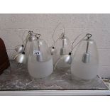 4 vintage Astro Stripe glass ceiling lights