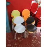 19 multi coloured stacking children's chairs