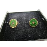 Gold enamel diamond studs