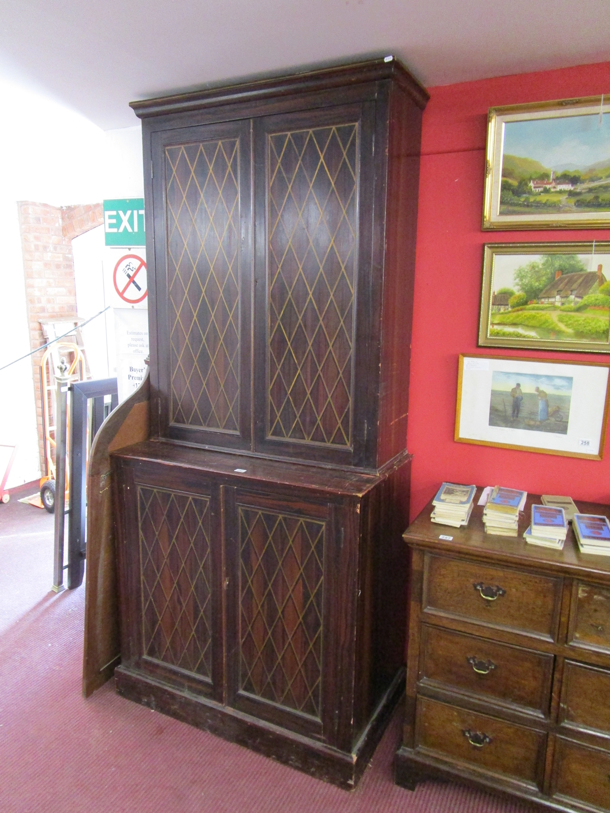 Large painted bookcase cabinet