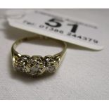 Gold 3 stone diamond ring