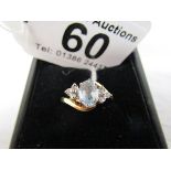 Gold aquamarine & diamond set ring