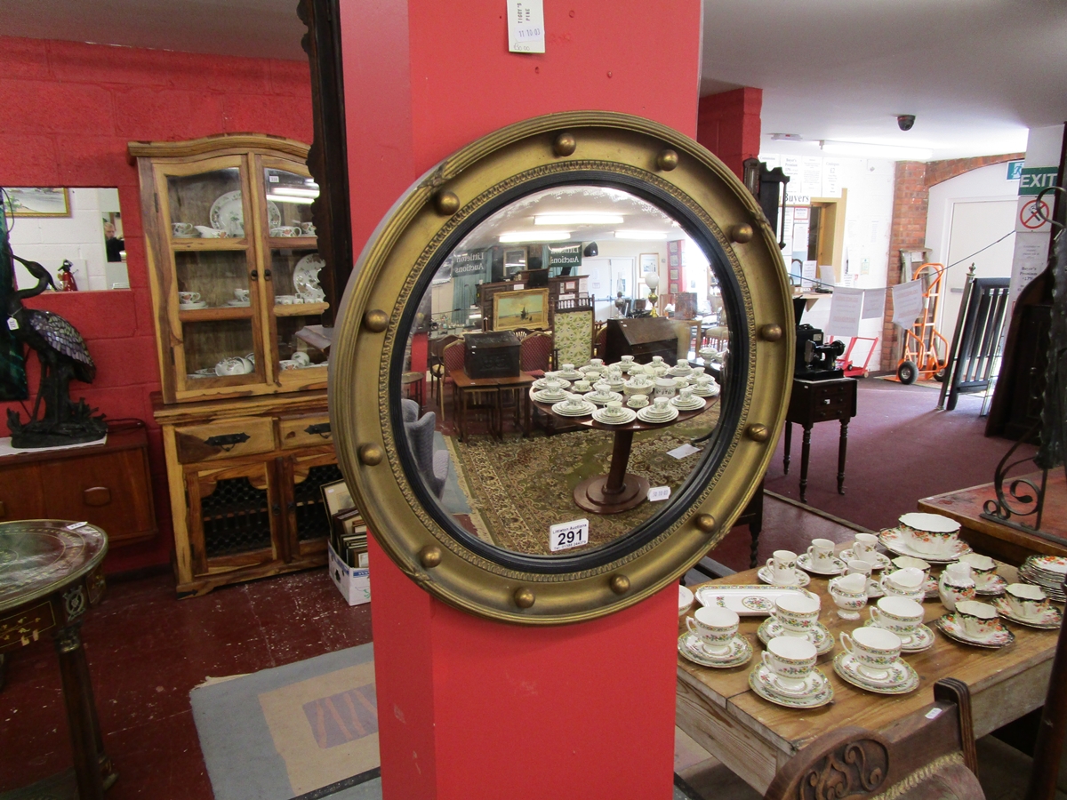 Gilt framed convex mirror