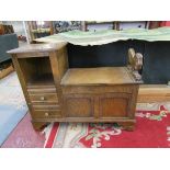 Oak lion themed telephone seat