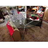 Modern chrome and glass dining table