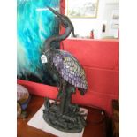 Large Tiffany style Heron table lamp - Height 24"