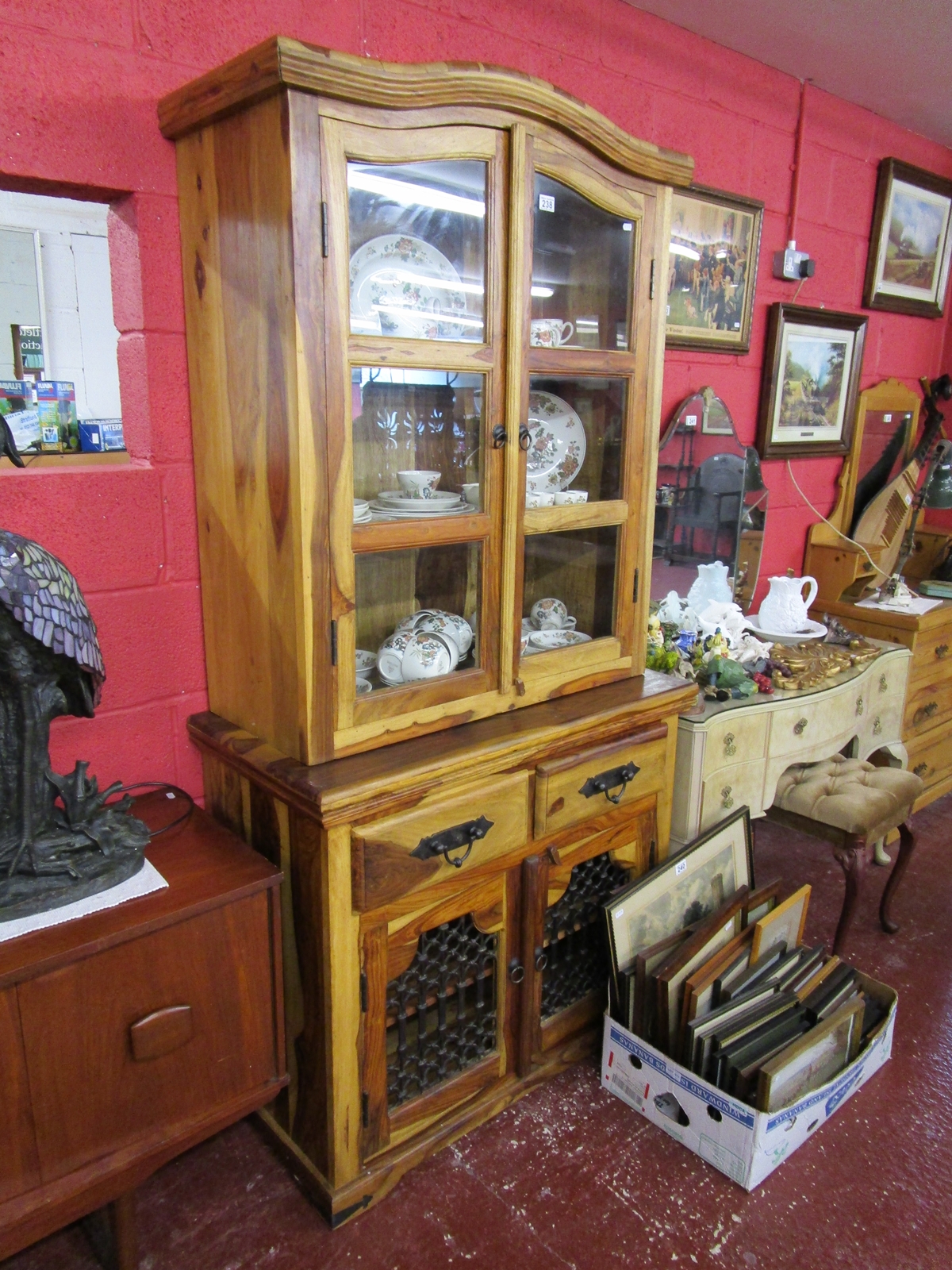 Zebra wood glazed cabinet