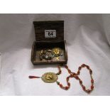 Egyptian revival carnelian necklace & other items