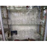 2 shelves of glassware