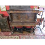 Early carved oak and inlaid food cabinet