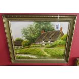 Oil on board - Cottages, Stratford by Barbara Nelson