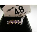 Gold 5 stone amethyst set ring