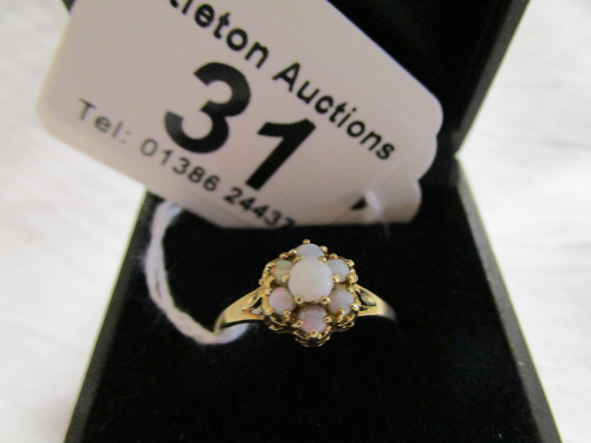 Gold opal cluster ring