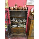 Oak bookcase with cupboard below