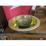 Large brass bowl and jam pan