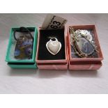 3 Opal pendants, one with chain