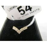 Gold diamond set wishbone ring