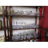 3 shelves of glass to include cut & crystal