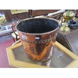 Arts & Crafts copper coal bucket