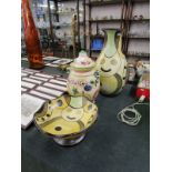 Hand painted bowl & vase plus Rumtopf jar
