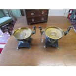 Pair of brass, bronze and marble French Tazas