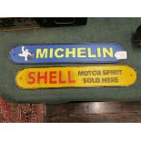 Michelin & Shell metal signs