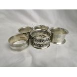 5 silver serviette rings