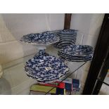 Early Victorian blue & white part dinner service - Sloe Blossom pattern - W Ridgway & Co