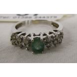 18ct white gold emerald and diamond set ring